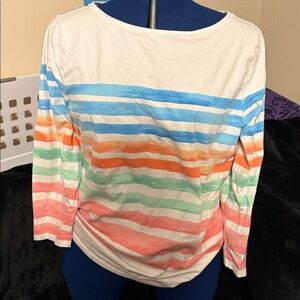 Talbots Multicolor Striped Long quarter Sleeve Top